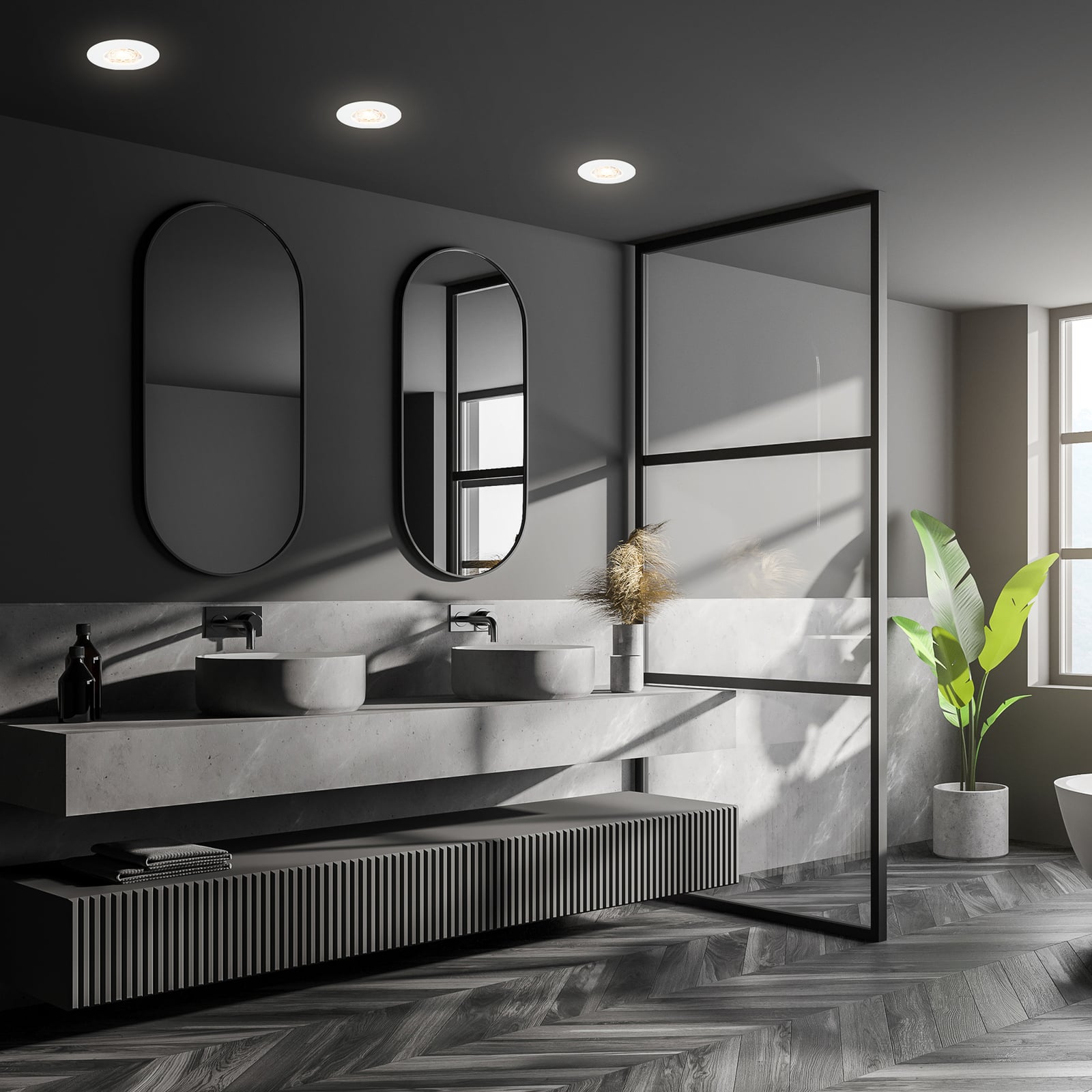 LED innbyggingsspot Kulana Mini 3-pack hvit IP44 3W bakside