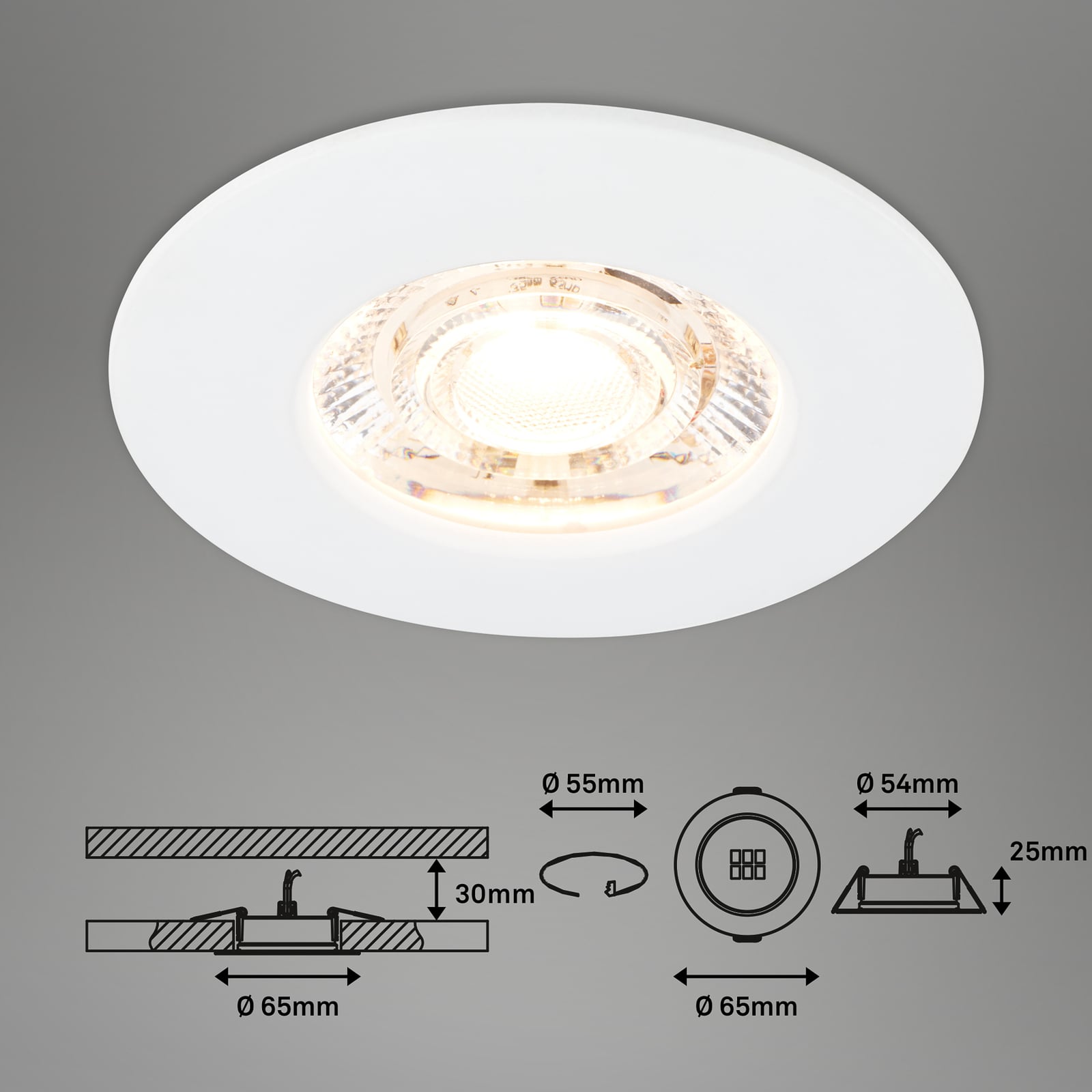 Montert LED innbyggingsspot Kulana Mini 3-pack hvit IP44 3W i tak