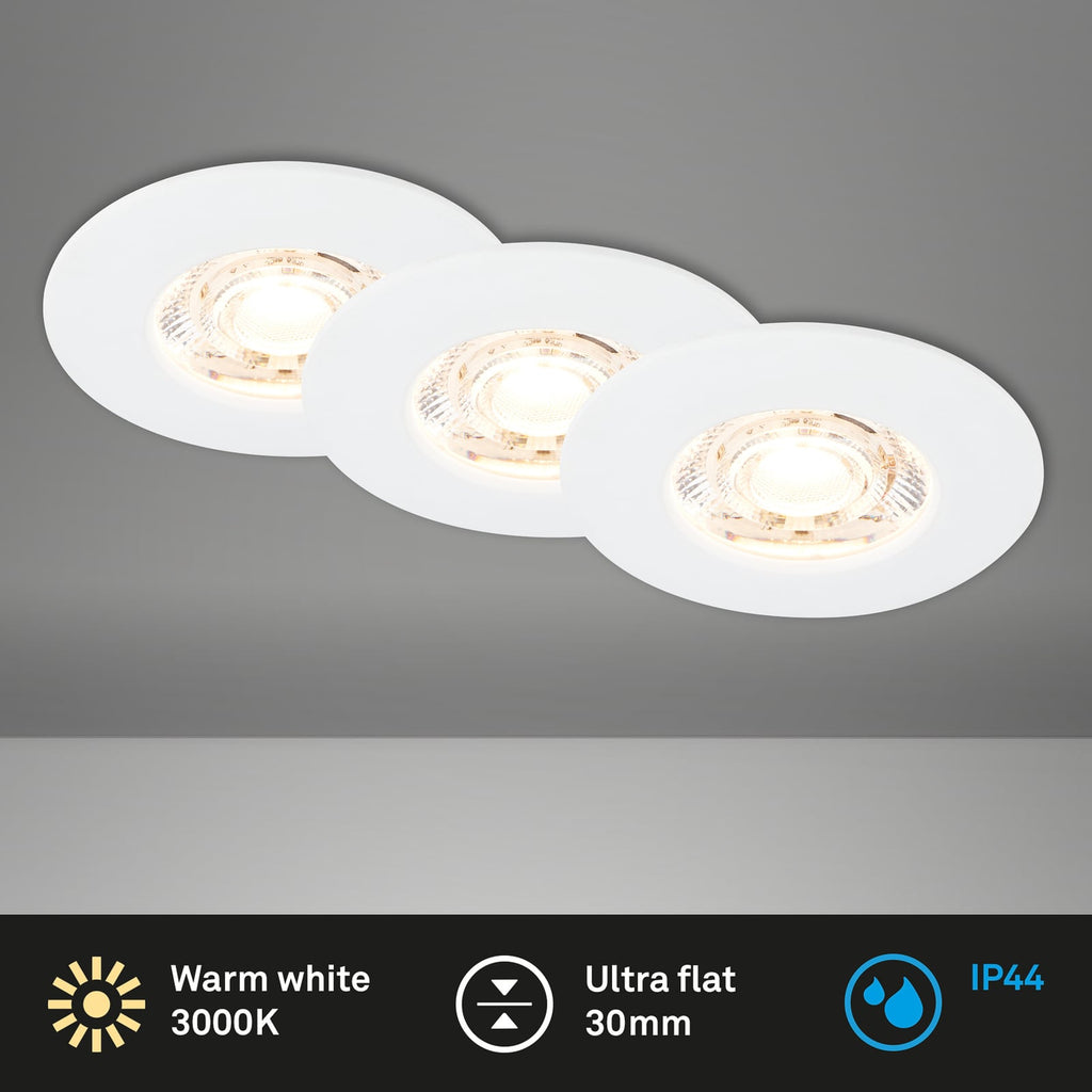 LED innbyggingsspot Kulana Mini 3-pack hvit IP44 3W sideprofil