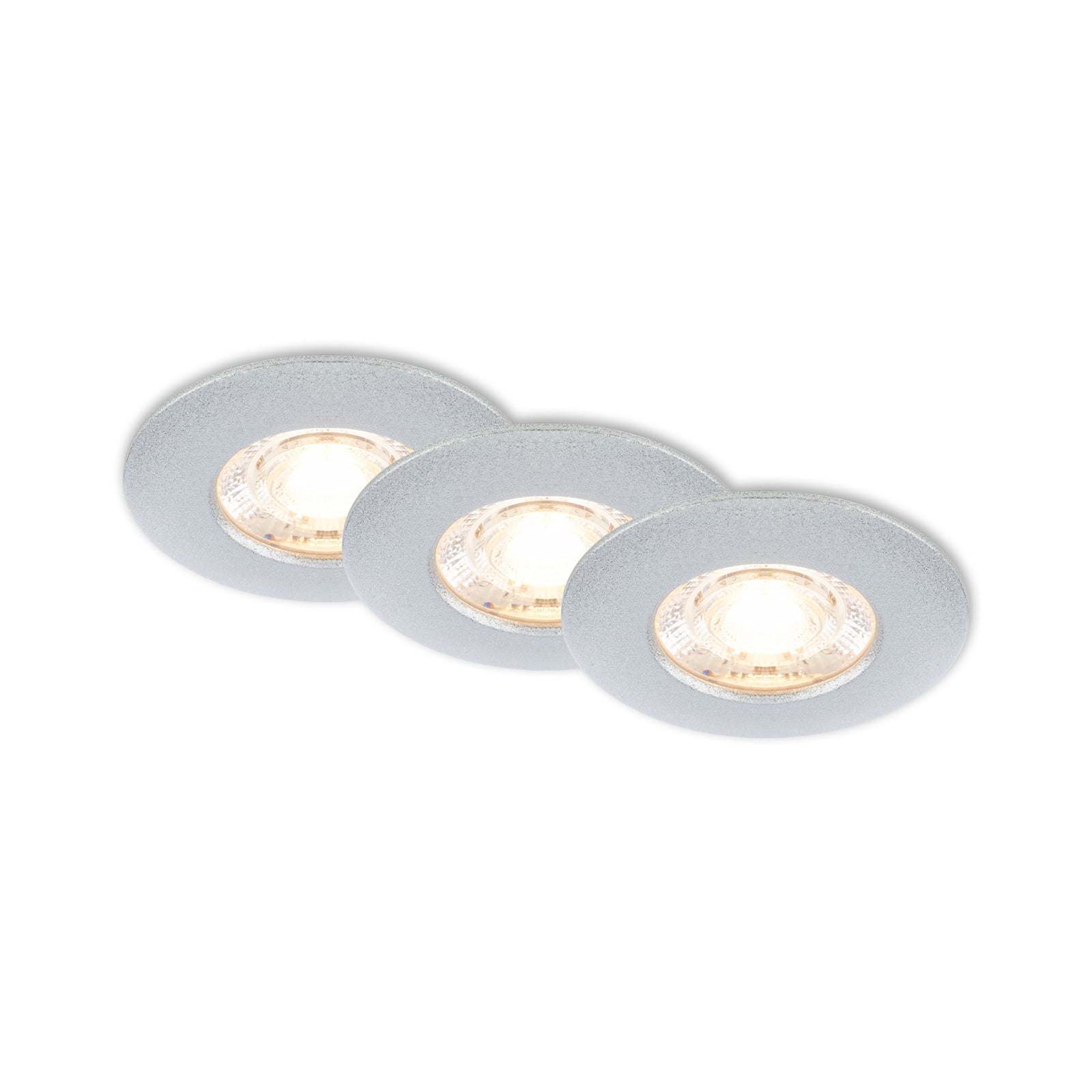 LED innbyggingsspot Kulana Mini 3-pack krom IP44 Ø6,5 cm forfra