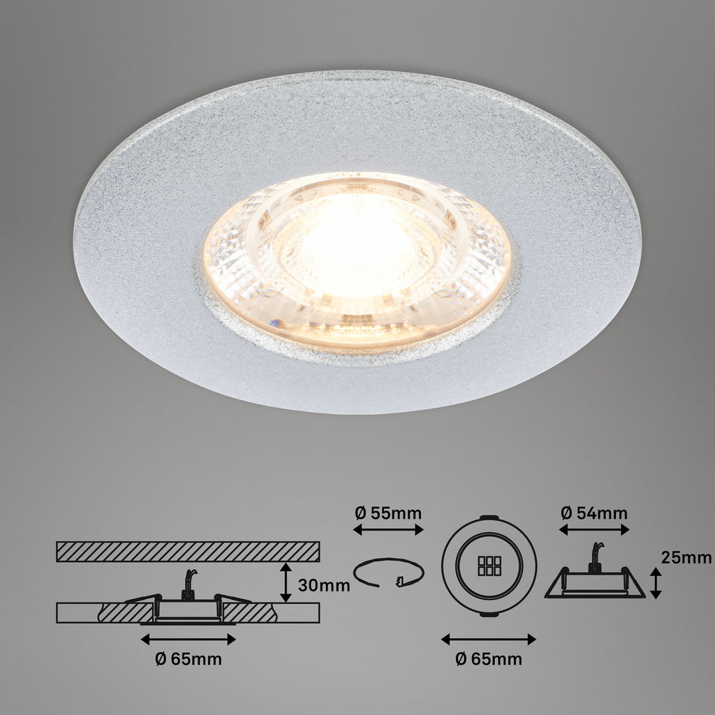 Montert LED innbyggingsspot Kulana Mini 3-pack krom IP44 Ø6,5 cm i tak