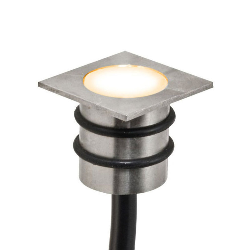 LED innbyggingsspot kvadratisk rustfritt stål IP68 0,2W 12V forfra
