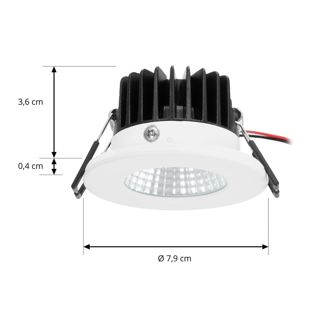 LED innbyggingsspot Lirin dimbar IP65 Ø7,9 cm 6W 2700K nærbilde av LED-lyskilde