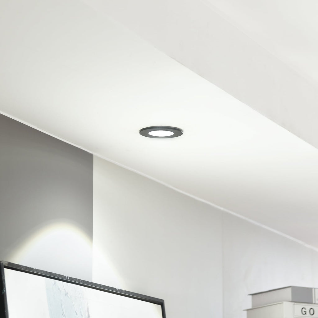 LED innbyggingsspot Lirin dimbar svart IP65 Ø7,9 cm bakside