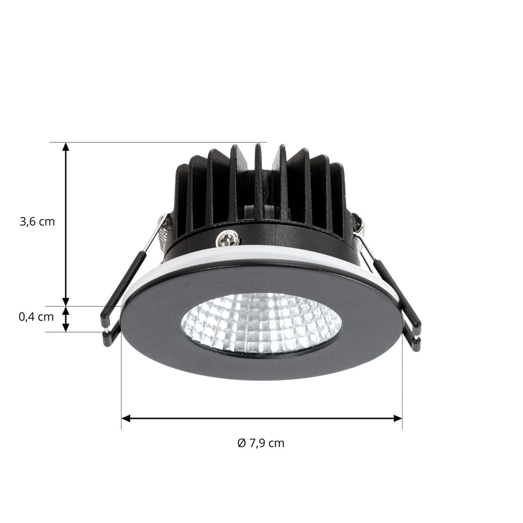 LED innbyggingsspot Lirin svart matt IP65 dimbar 6W nærbilde