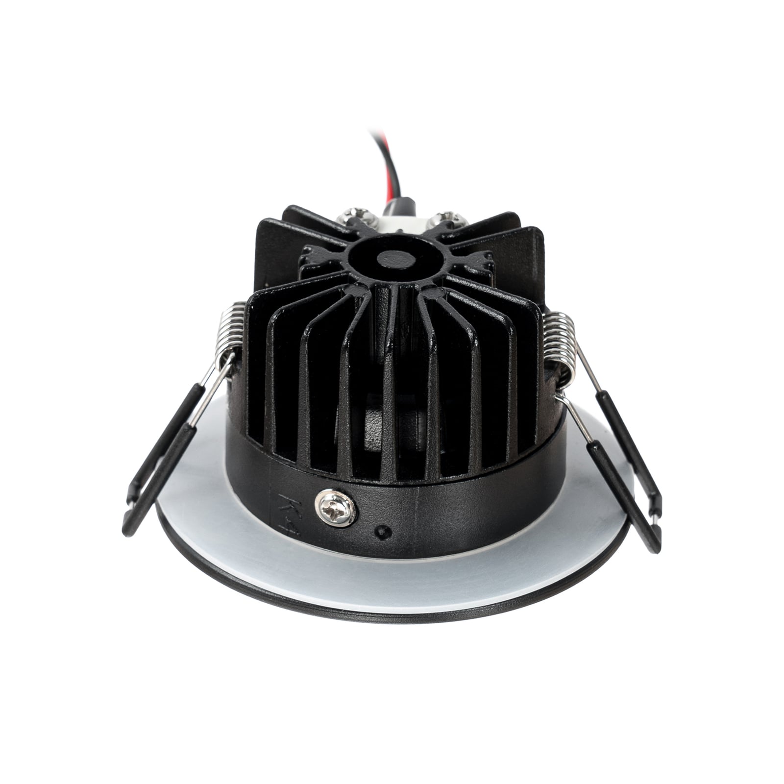 LED innbyggingsspot Lirin svart matt IP65 dimbar 6W lys i bruk