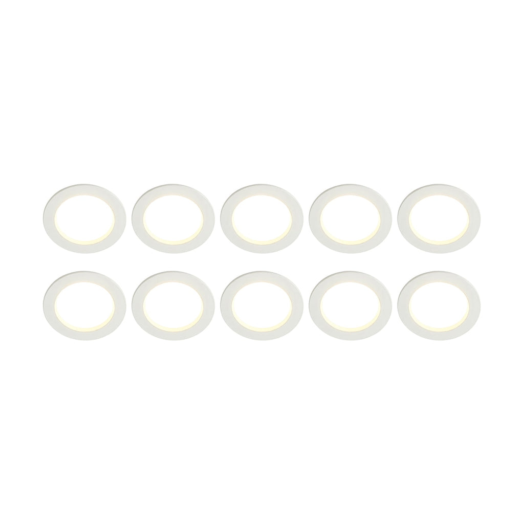 LED innbyggingsspot Milaine hvit dimbar IP44 10-pk forfra