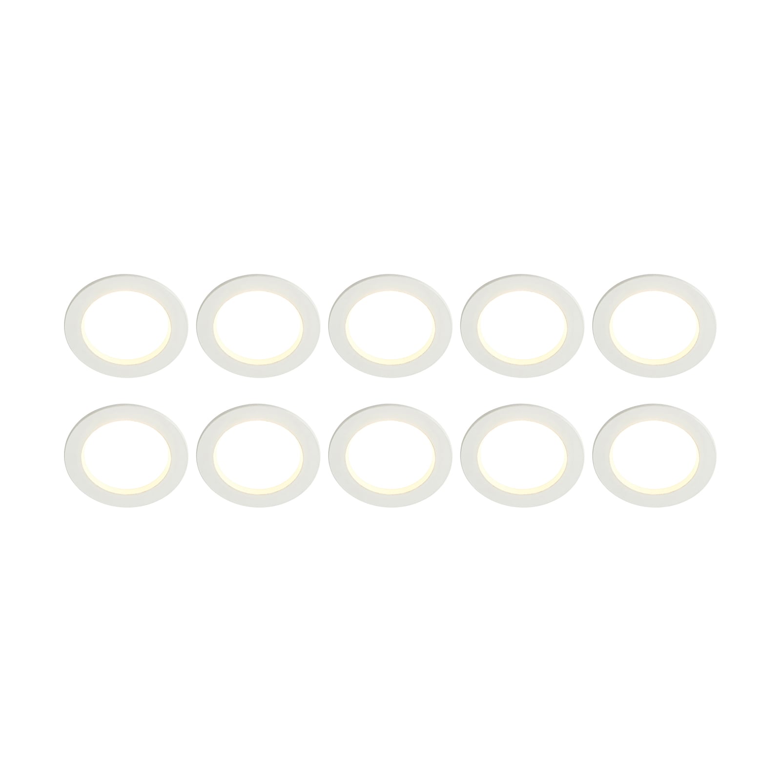 LED innbyggingsspot Milaine hvit dimbar IP44 10-pk forfra