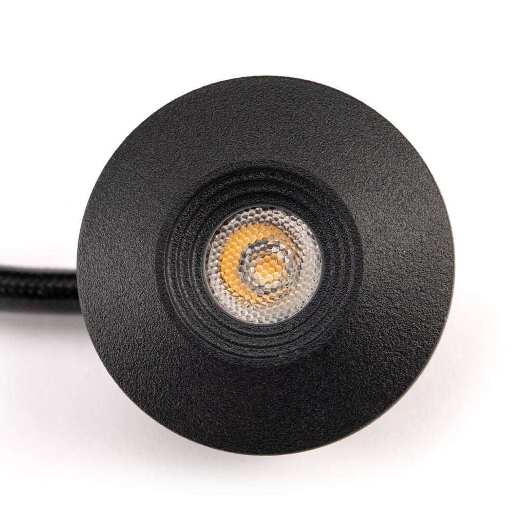 LED innbyggingsspot MiniOne Fixed dimbar svart IP65 3W forfra