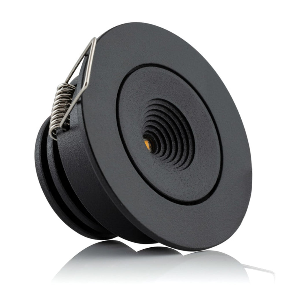 LED innbyggingsspot MiniOne Tilt dimbar svart IP44 3W 2700K forfra