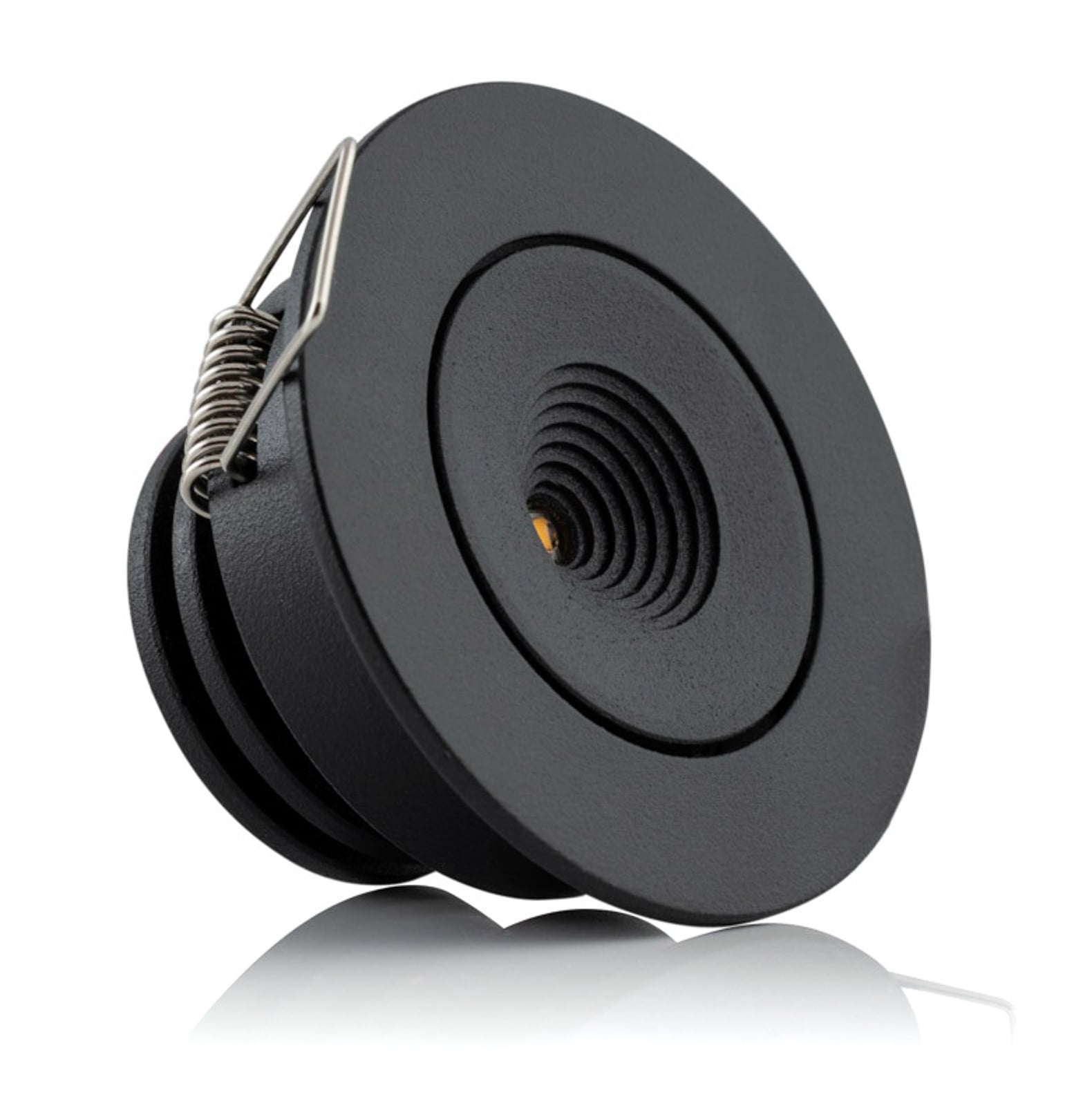 LED innbyggingsspot MiniOne Tilt dimbar svart IP44 3W 2700K forfra