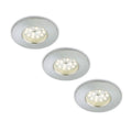 LED innbyggingsspot Nikas 3-pack aluminium IP44 Ø7,5 cm forfra