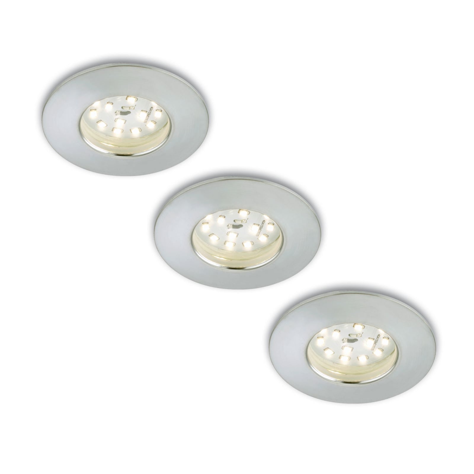 LED innbyggingsspot Nikas 3-pack aluminium IP44 Ø7,5 cm forfra