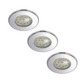 LED innbyggingsspot Nikas 3-pack krom IP44 3000K forfra