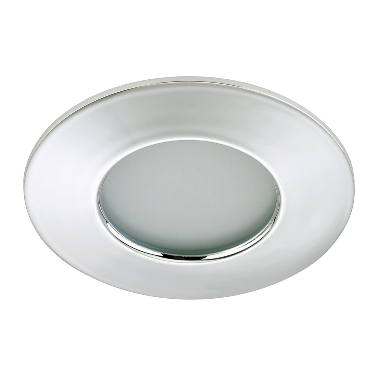 LED innbyggingsspot Nikas krom Ø7,5 cm 5W IP44 med lys på