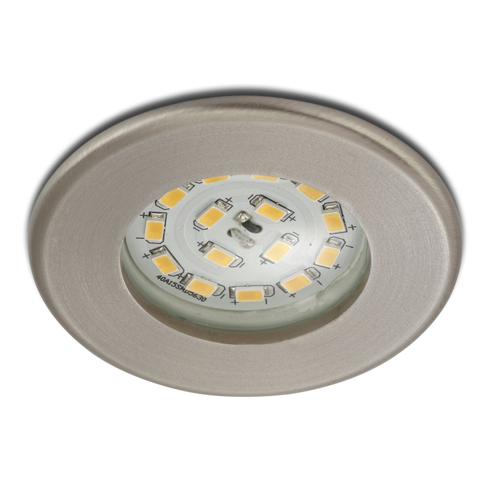 LED innbyggingsspot Nikas matt nikkel IP44 5W foran