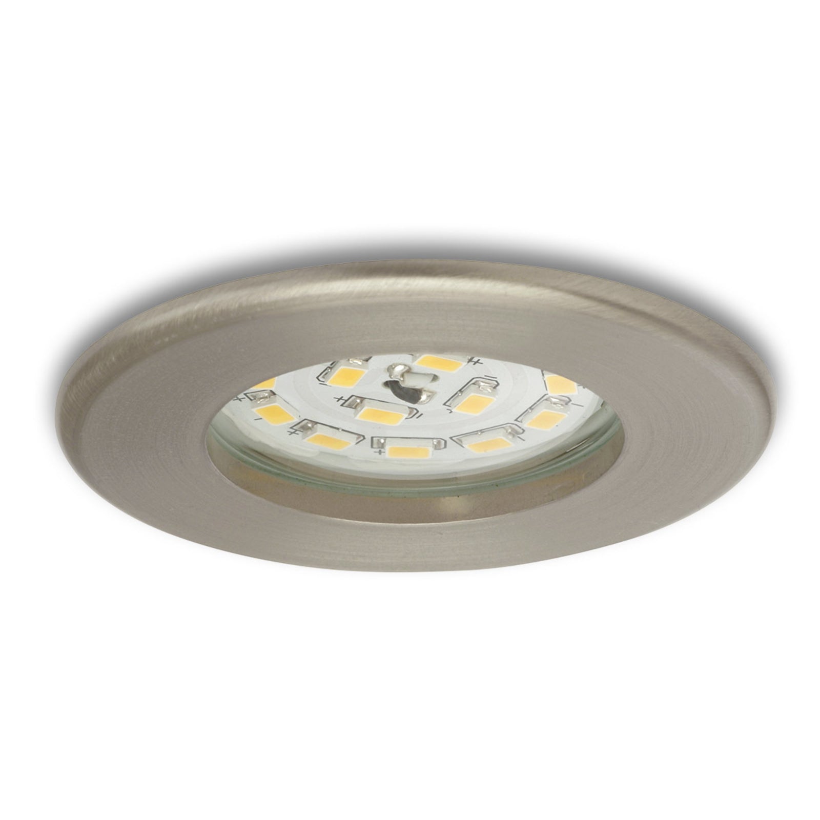 LED innbyggingsspot Nikas matt nikkel IP44 5W bakside
