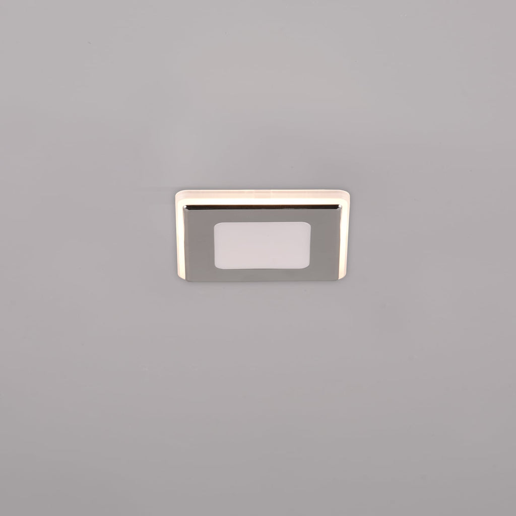 LED innbyggingsspot Nimbus kvadratisk 8,5 cm krom IP44 forfra