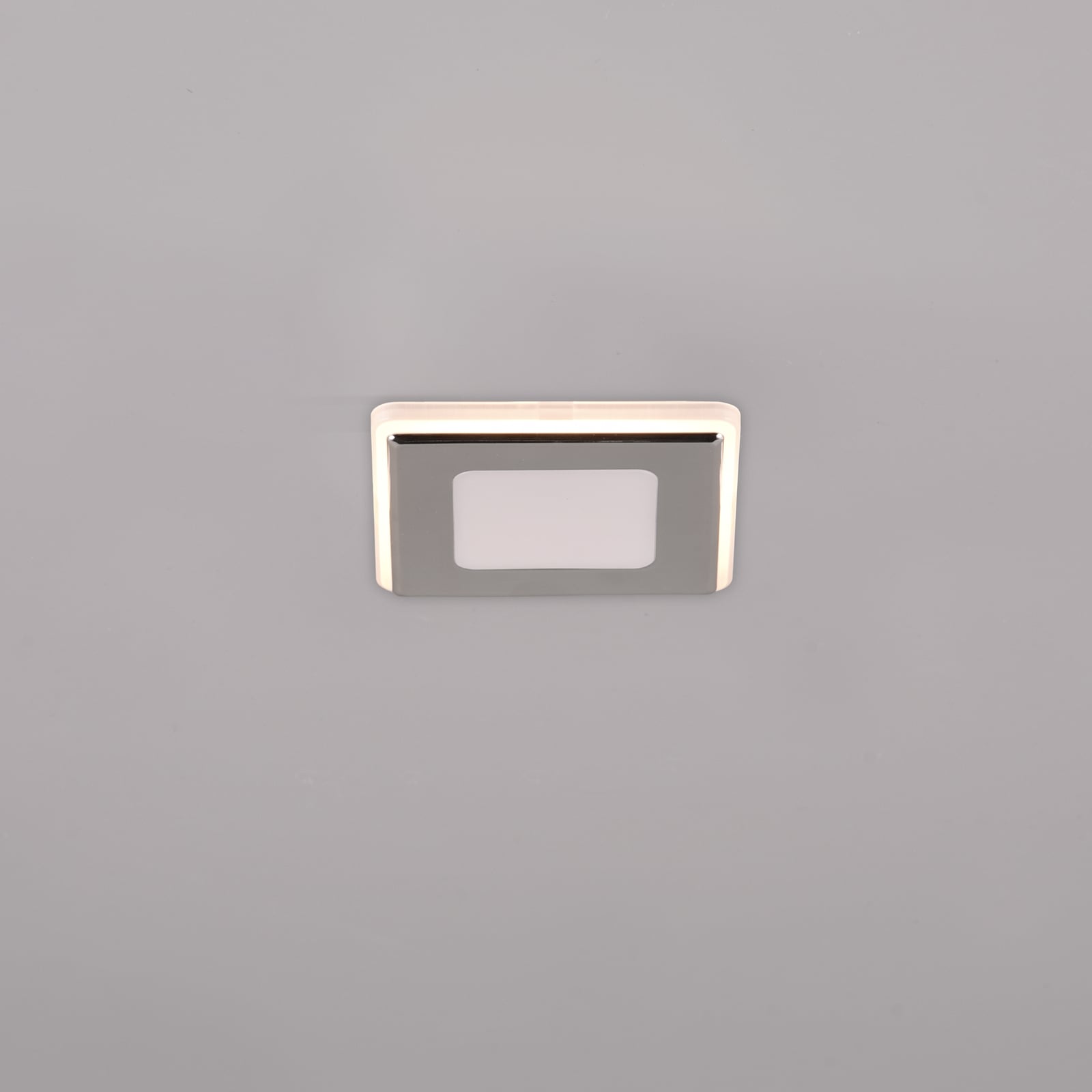LED innbyggingsspot Nimbus kvadratisk 8,5 cm krom IP44 forfra
