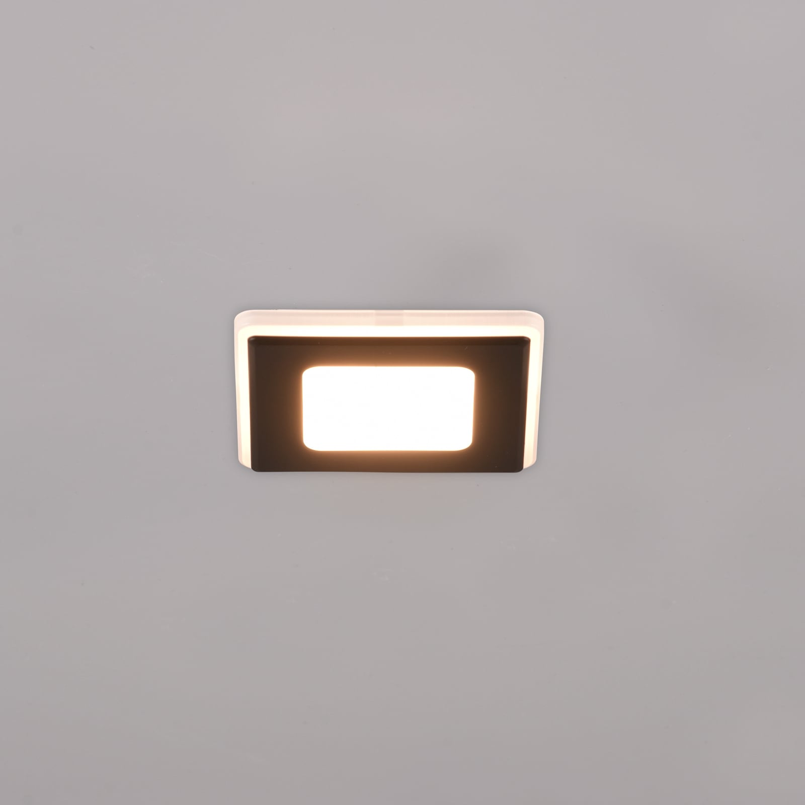 LED innbyggingsspot Nimbus svart IP44 8,5x8,5 cm forfra