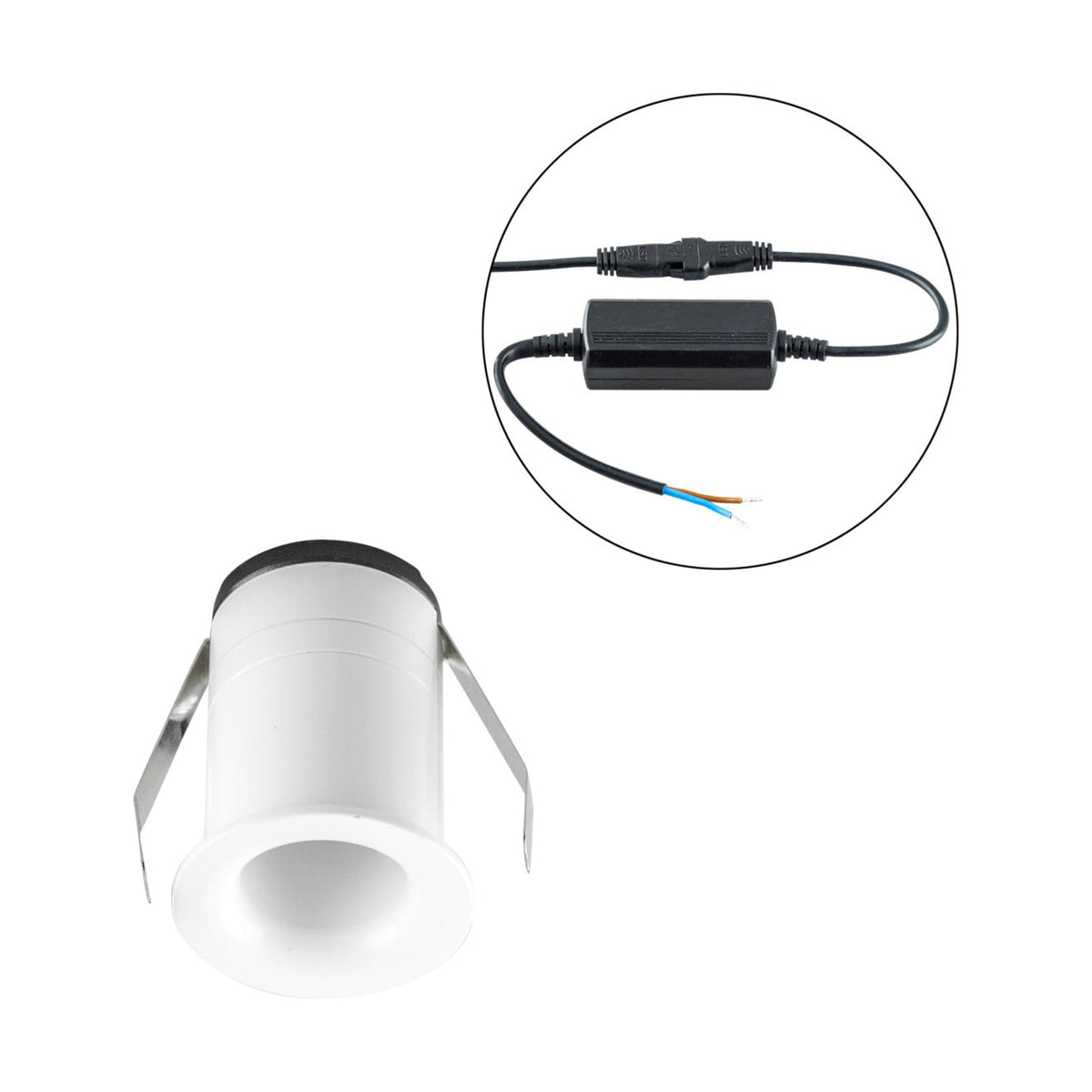 Bakside av LED innbyggingsspot Noblendo hvit Ø3,5 cm IP44 dimbar 3W