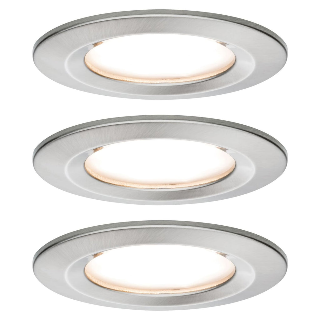 LED innbyggingsspot Nova 3-pack børstet stål forfra