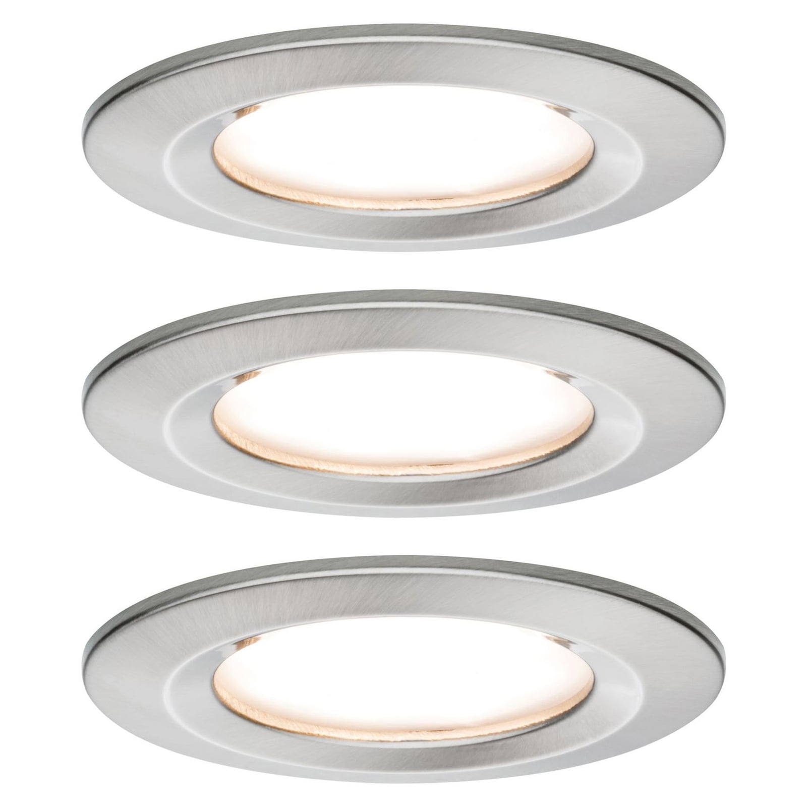 LED innbyggingsspot Nova 3-pack børstet stål forfra