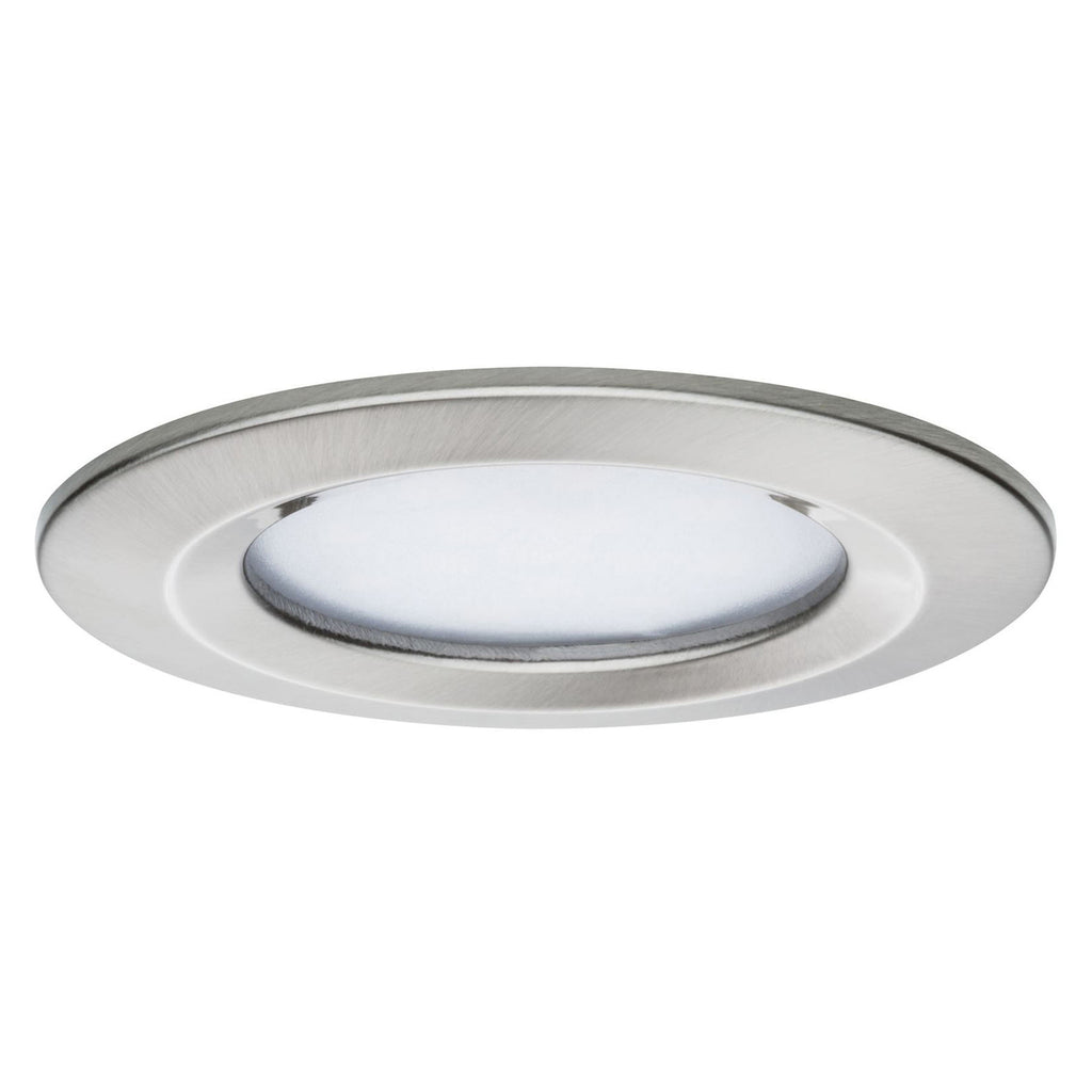 Nærbilde av LED innbyggingsspot Nova 3-pack børstet stål