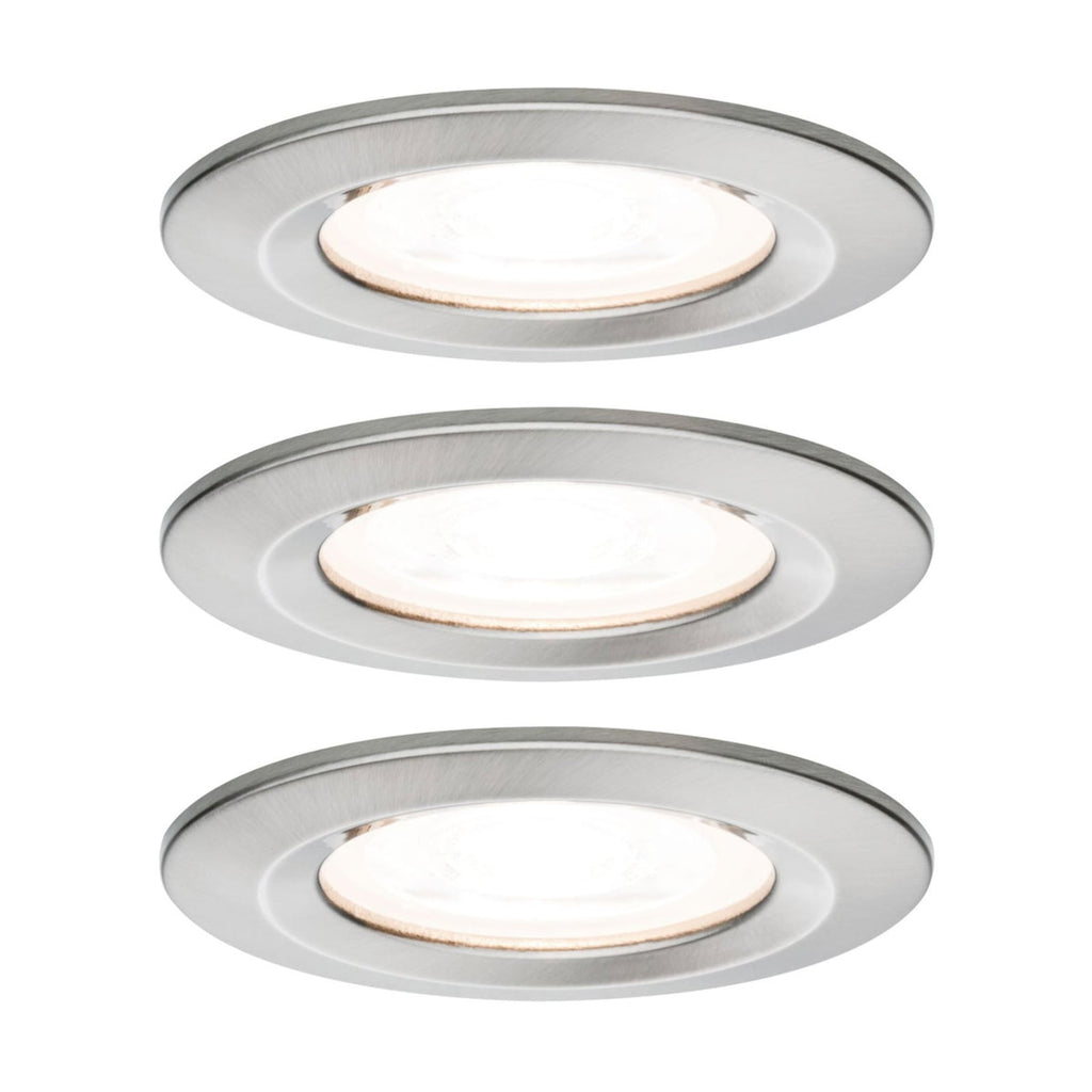 LED innbyggingsspot Nova 3-pack dimbar IP44 Ø7,8 cm jern Paulmann forfra