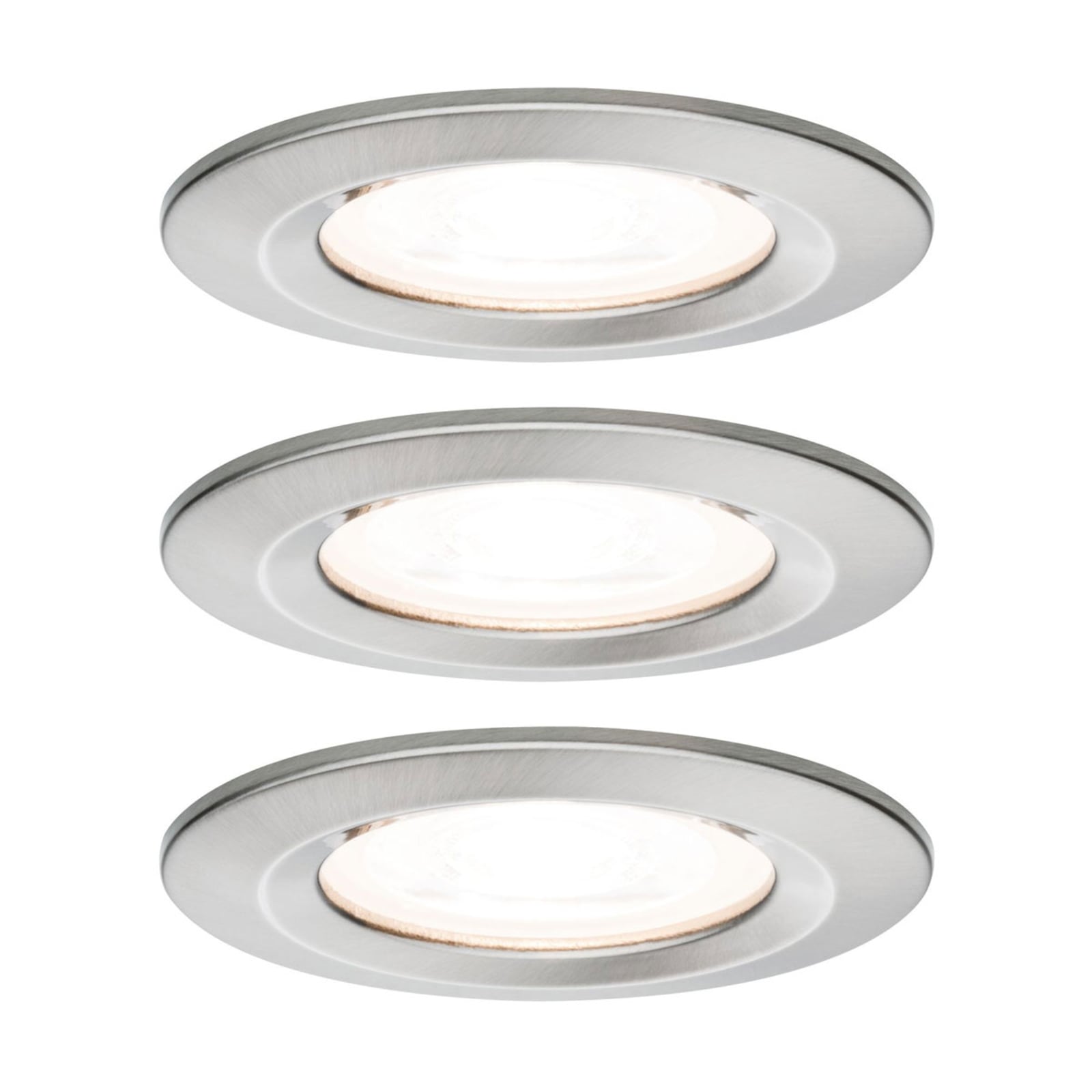 LED innbyggingsspot Nova 3-pack dimbar IP44 Ø7,8 cm jern Paulmann forfra
