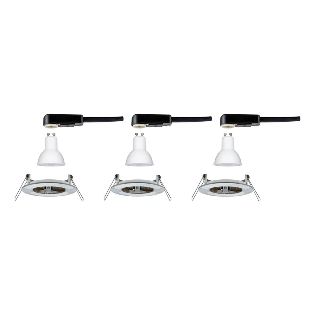LED innbyggingsspot Nova 3-pack dimbar IP44 Ø7,8 cm jern Paulmann montert i tak