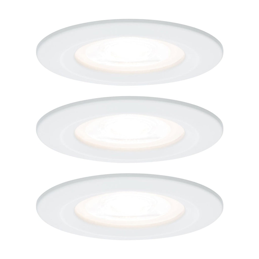 LED innbyggingsspot Nova 3-pack dimbar IP44 GU10 hvit - Paulmann forfra