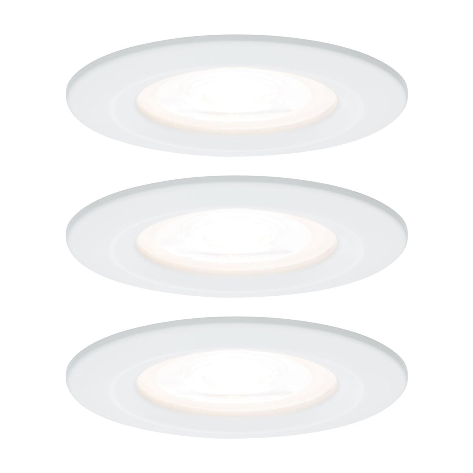 LED innbyggingsspot Nova 3-pack dimbar IP44 GU10 hvit - Paulmann forfra