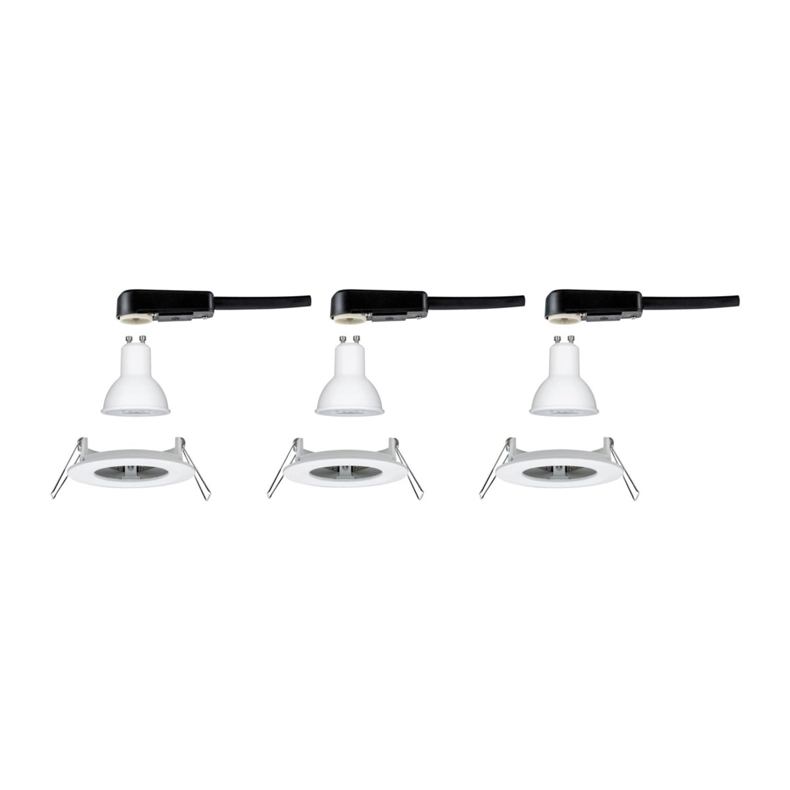 LED innbyggingsspot Nova 3-pack dimbar IP44 GU10 hvit - Paulmann montert i tak