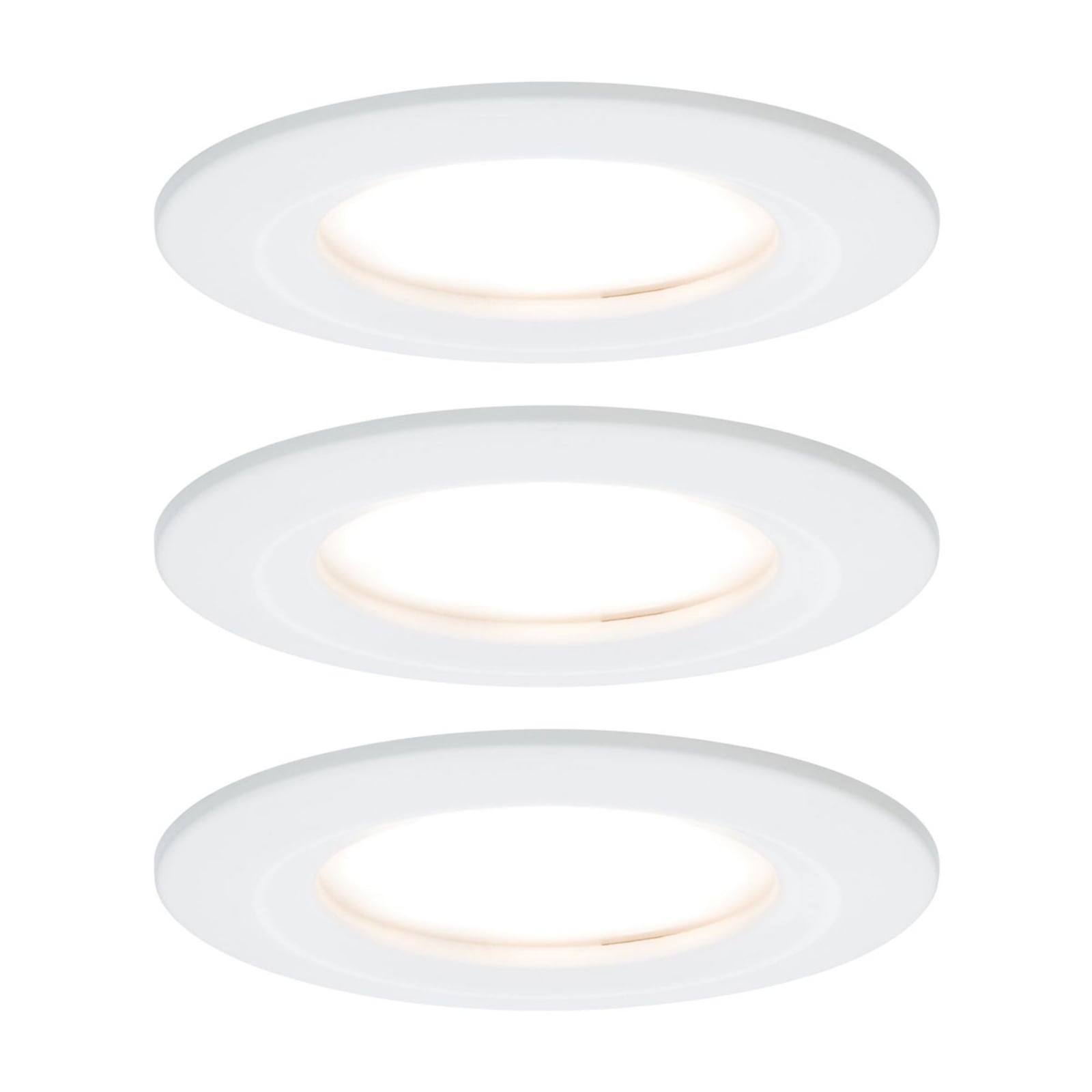 LED innbyggingsspot Nova Coin 3-pack hvit dimbar IP44 Paulmann forfra