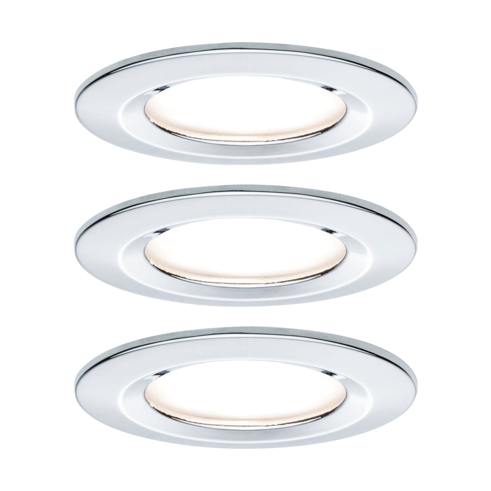 LED innbyggingsspot Nova Coin 3-pack krom dimbar IP44 front