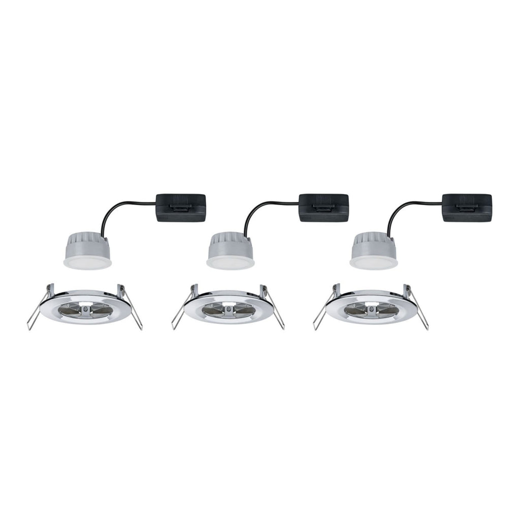 LED innbyggingsspot Nova Coin 3-pack krom dimbar IP44 montert i tak