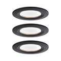 LED innbyggingsspot Nova Coin 3-pack svart matt IP44 forfra