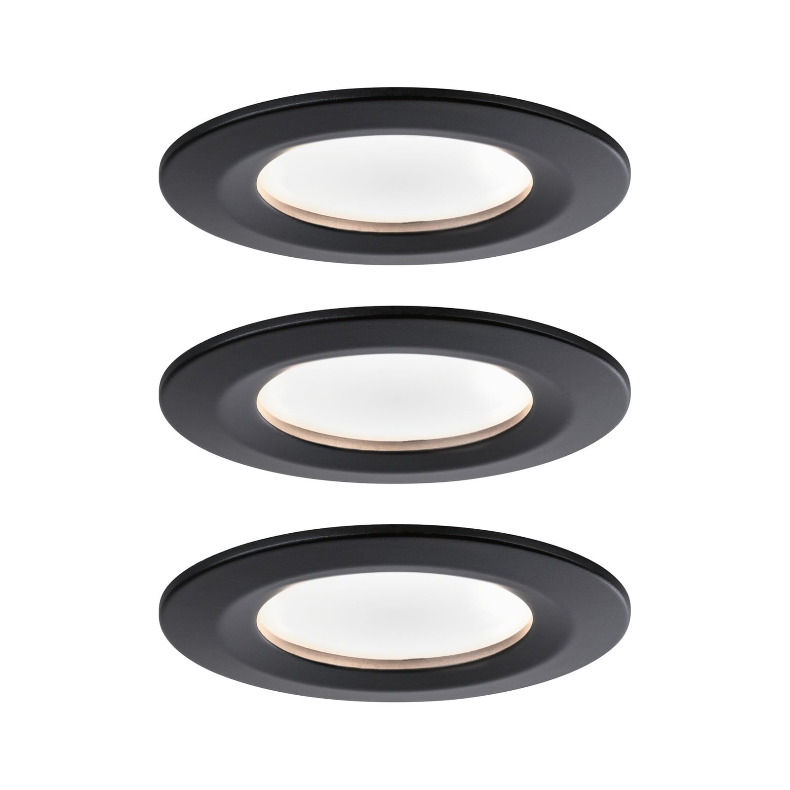 LED innbyggingsspot Nova Coin 3-pack svart matt IP44 forfra