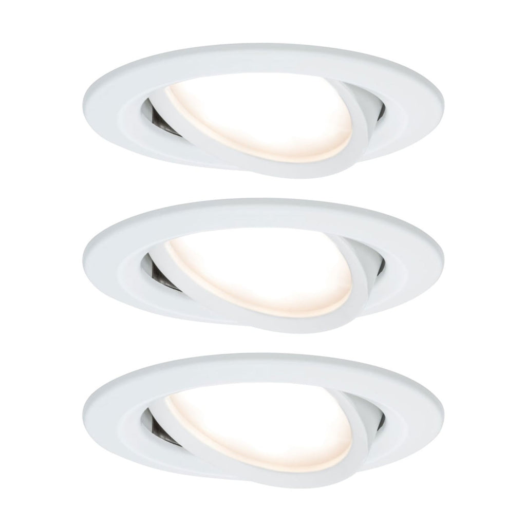 LED innbyggingsspot Nova Coin 3-pack svingbar hvit dimbar forfra