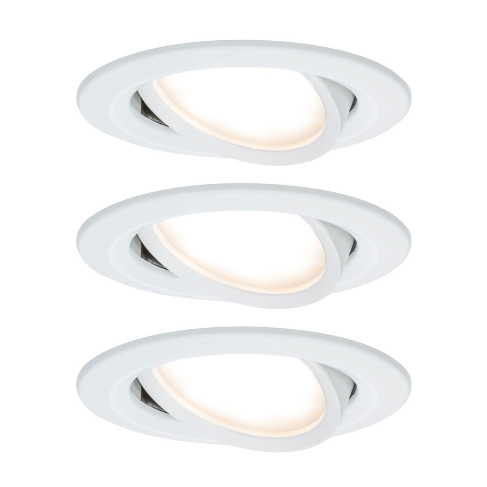 LED innbyggingsspot Nova Coin 3-pack svingbar hvit dimbar forfra