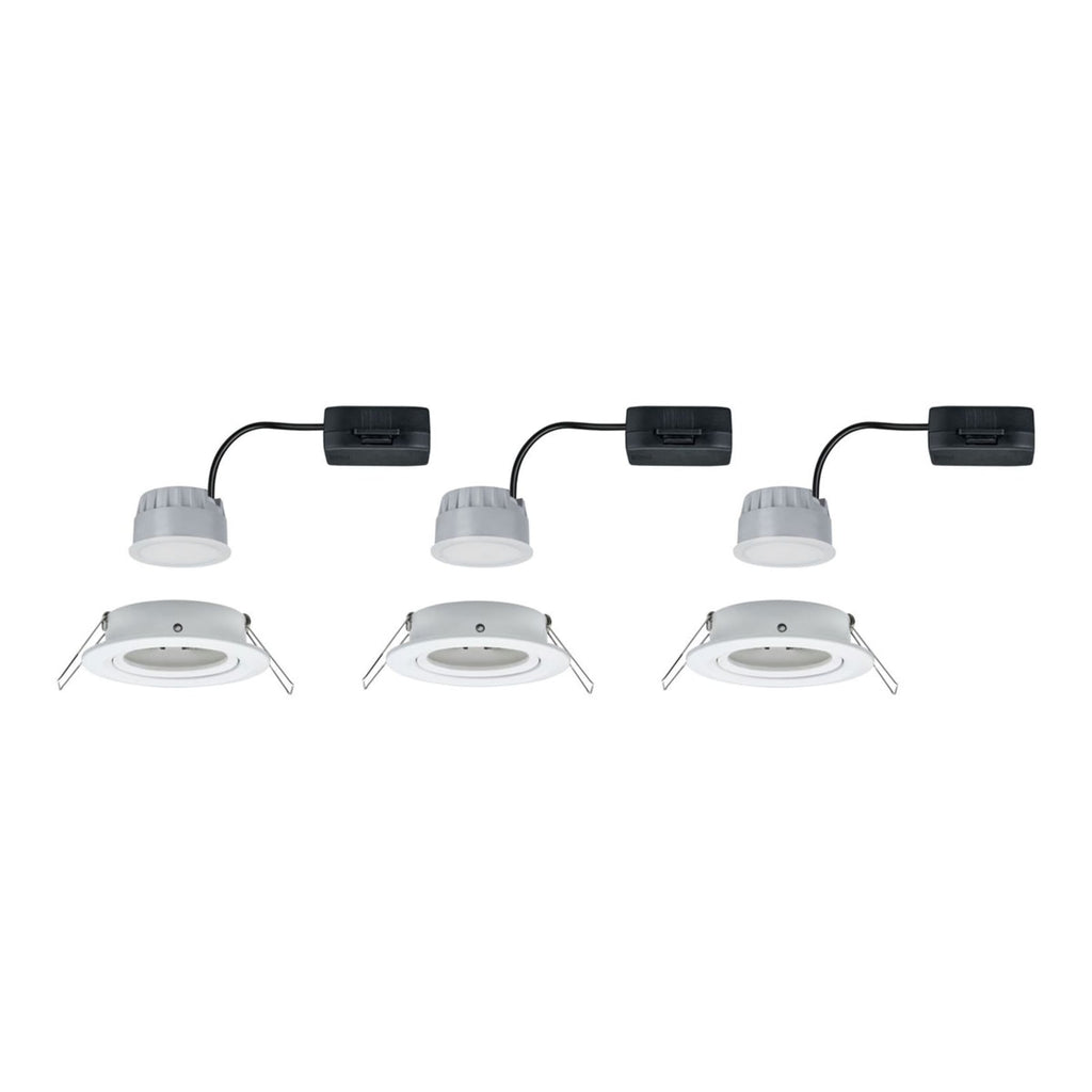 LED innbyggingsspot Nova Coin 3-pack svingbar hvit dimbar montert i tak