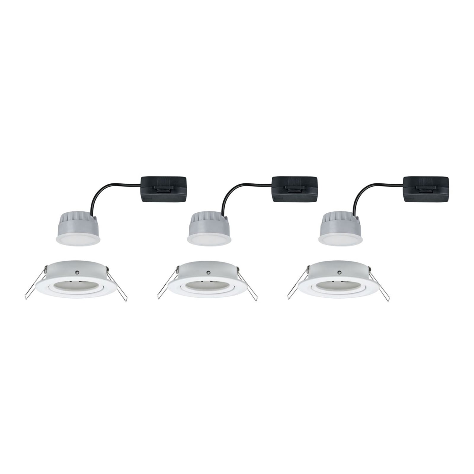 LED innbyggingsspot Nova Coin 3-pack svingbar hvit dimbar montert i tak