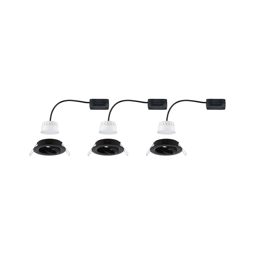 LED innbyggingsspot Nova Coin 3-pack svingbar svart - Paulmann installasjon