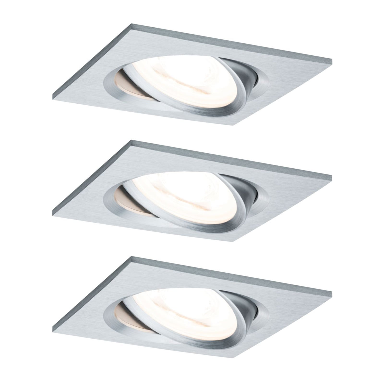 LED innbyggingsspot Nova Coin 3-sett dimbar aluminium forfra