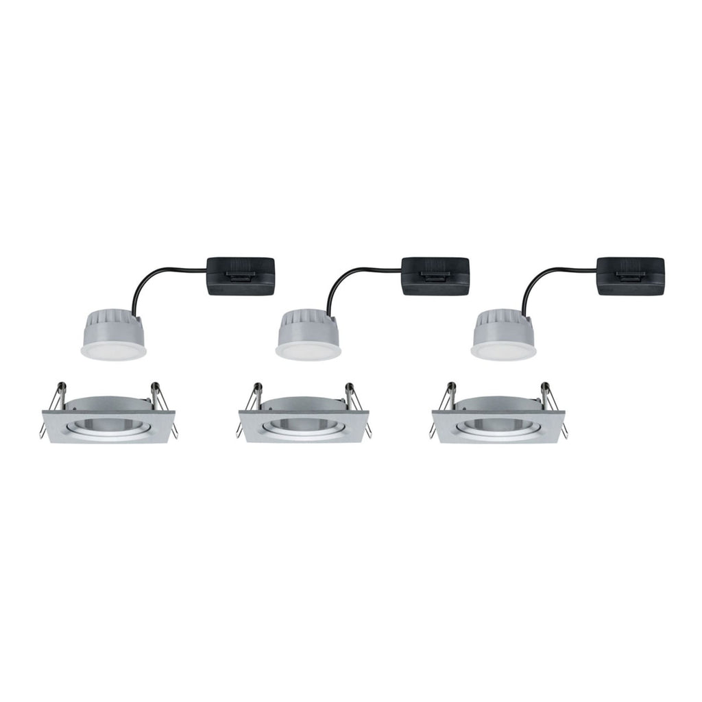 LED innbyggingsspot Nova Coin 3-sett dimbar aluminium montert i tak