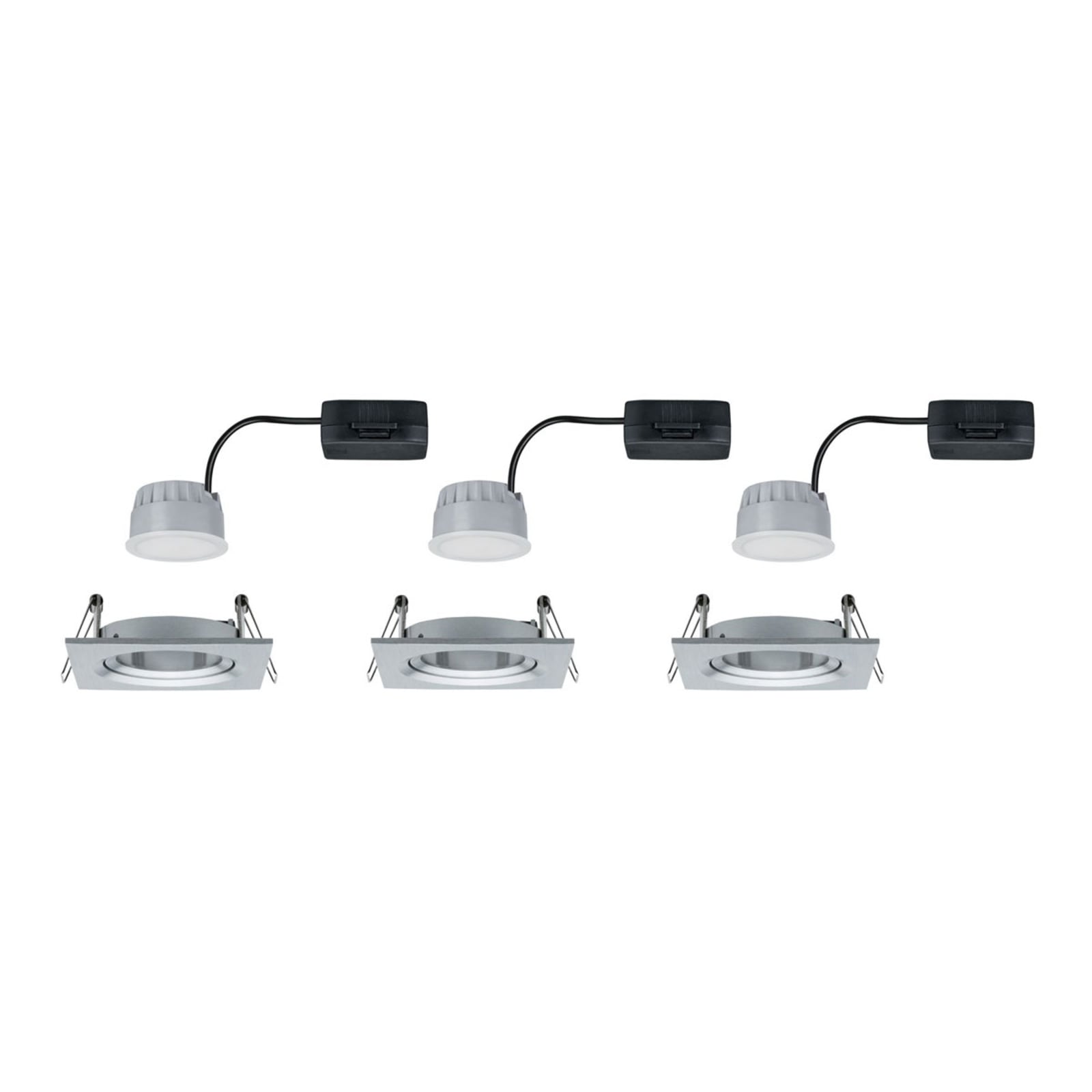 LED innbyggingsspot Nova Coin 3-sett dimbar aluminium montert i tak