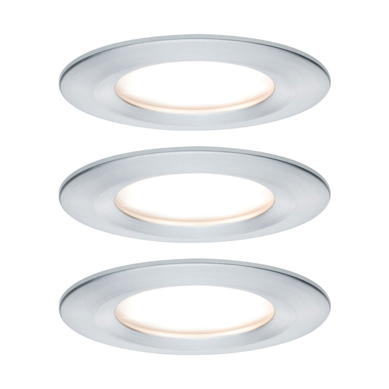 LED innbyggingsspot Nova Coin 3-sett dimbar aluminium rund IP44 forfra