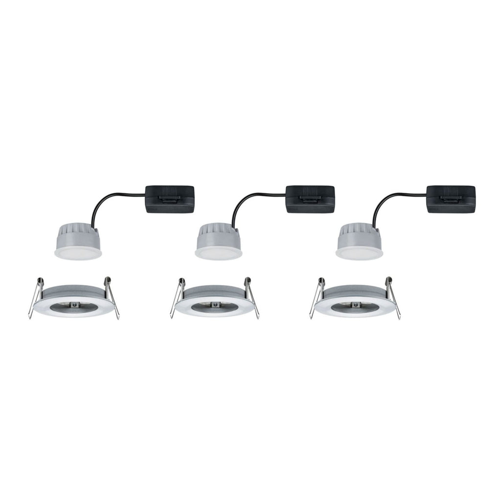 LED innbyggingsspot Nova Coin 3-sett dimbar aluminium rund IP44 montert