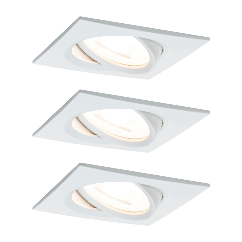 LED innbyggingsspot Nova Coin 3-sett kantet dimbar hvit forfra